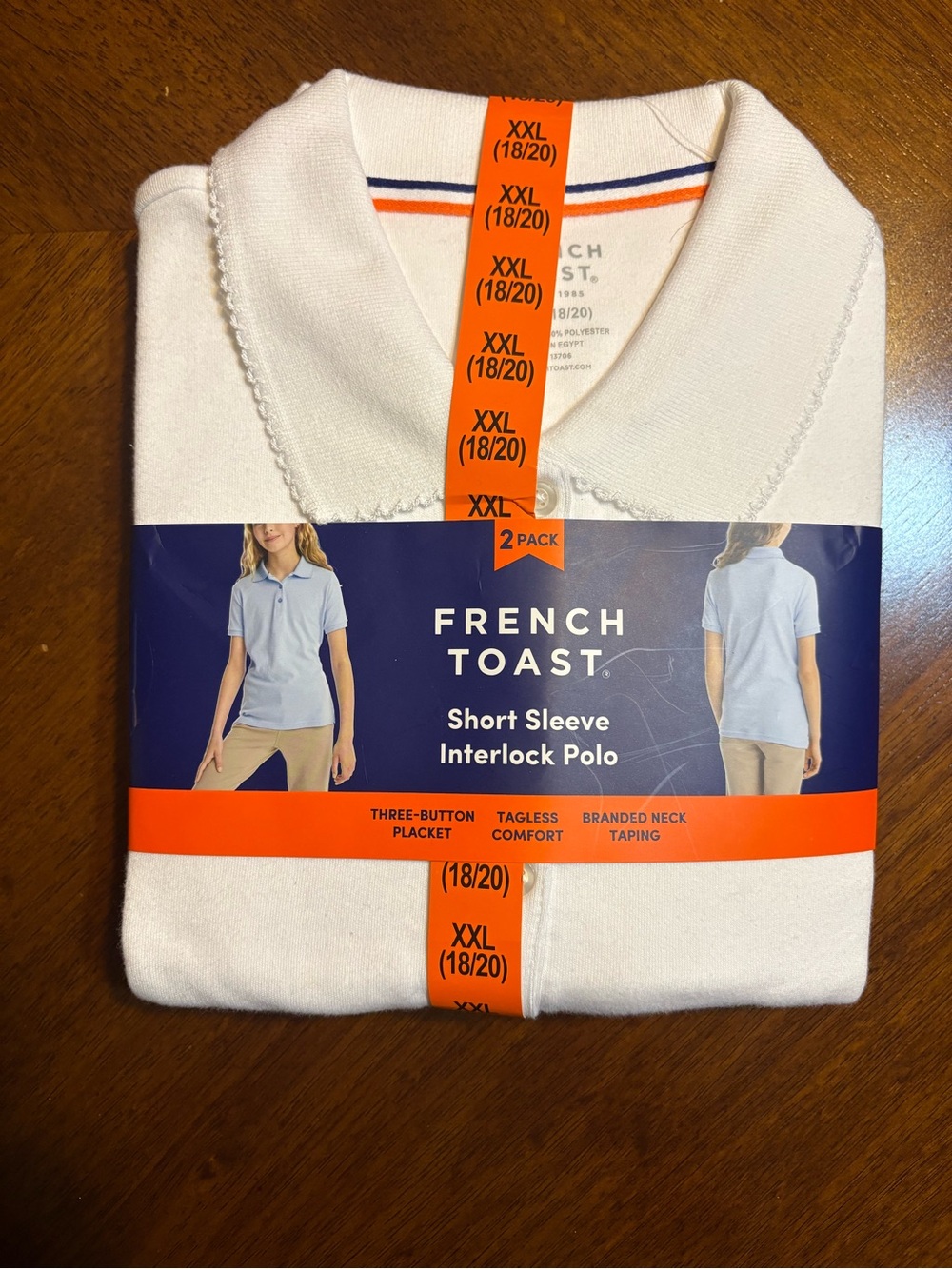 French Toast Girl's Short Sleeve Interlock Polo - White